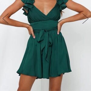 Angel Biba Green Ruffle Mini Dress
